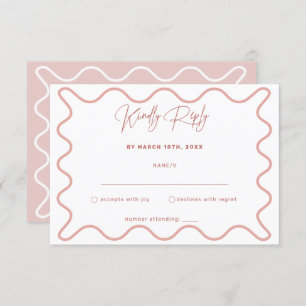 Pink and White Wavy Border RSVP Card