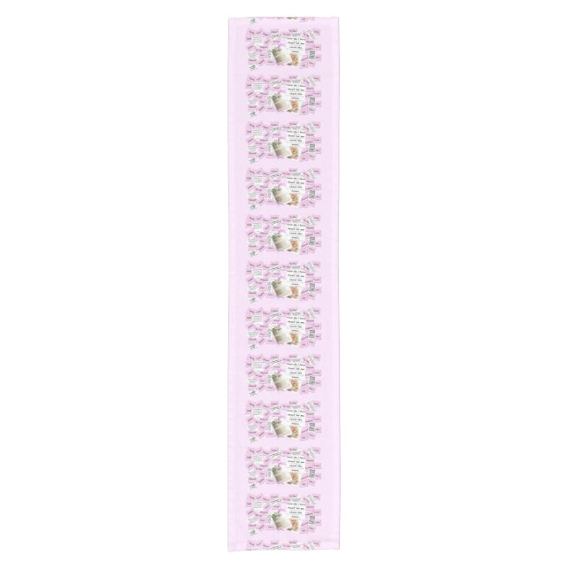 Pink and White Wedding Anniversary Table Runner (Front)