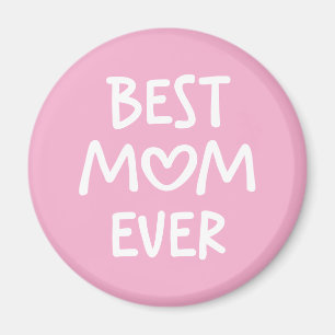 Pink and White Whimsical Heart Best Mum Ever Magnet