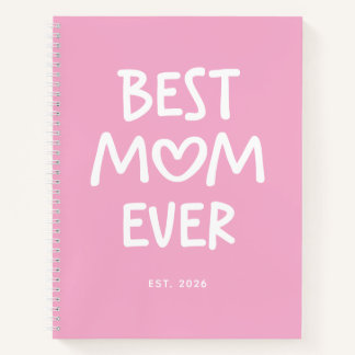 Pink and White Whimsical Heart Best Mum Ever Notebook