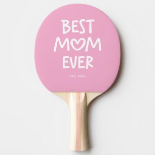 Pink and White Whimsical Heart Best Mum Ever Ping Pong Paddle