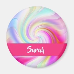 Pink and white whirl patterned magnet