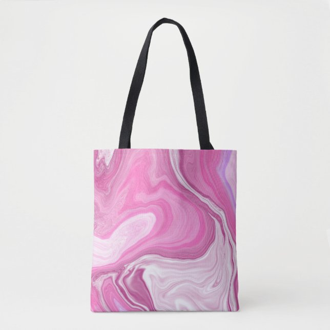 Pink and White with a Touch of Purple Marble Art  Tote Bag (Front)