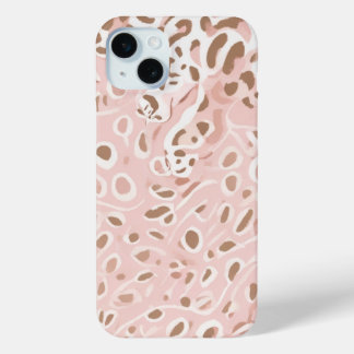Pink and White with Brown accents iPhone 15 Mini Case
