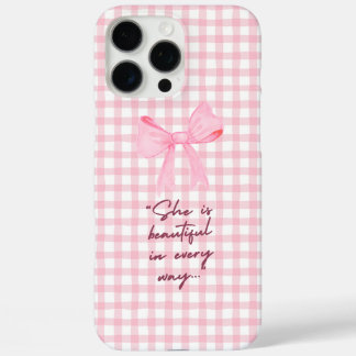 Pink and white with pink bow iPhone / iPad case