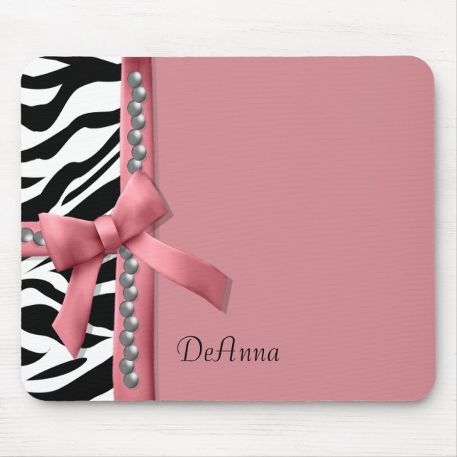 Pink And White Zebra Gems Mouse Mat (Front)