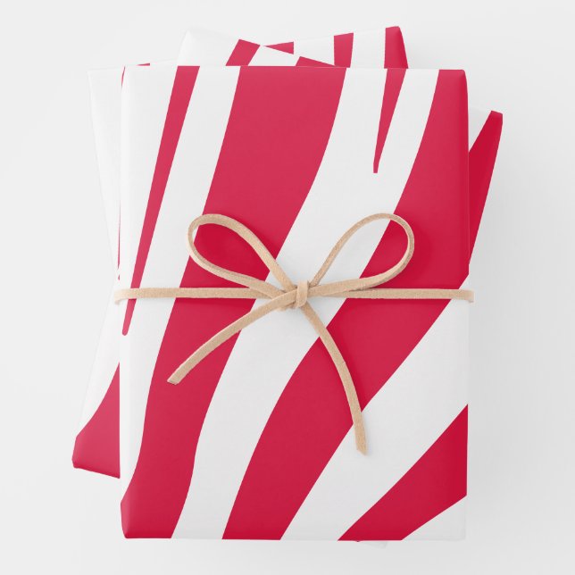 Pink and white Zebra pattern Wrapping Paper Sheet (In situ)