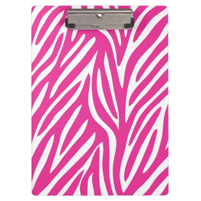 Pink and White Zebra Stripe Pattern Clipboard (Front)