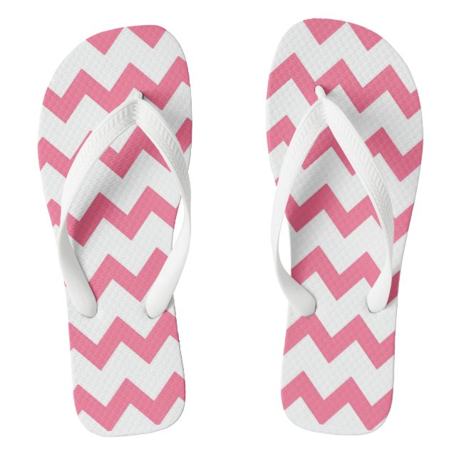 Pink and white zigzag chevron design flip flops (Footbed)