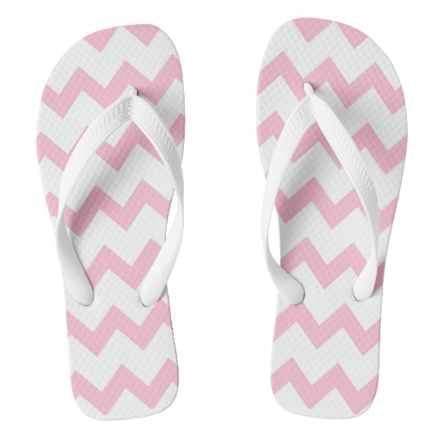 Pink and white zigzag chevron design pastel colour flip flops (Footbed)