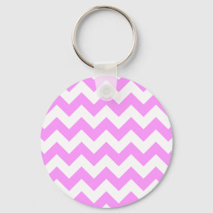 Pink and White Zigzag Key Ring