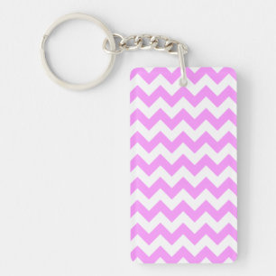 Pink and White Zigzag Key Ring