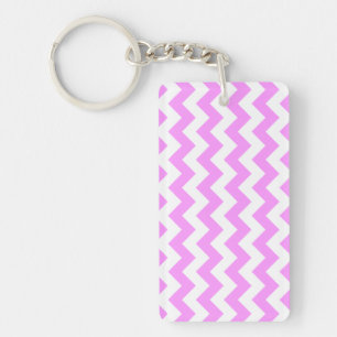 Pink and White Zigzag Key Ring