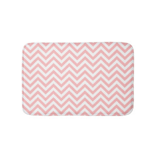 Pink and White Zigzag Stripes Chevron Pattern Bath Mat