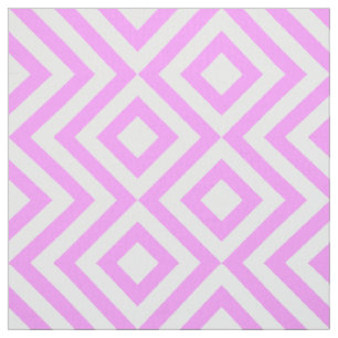 Pink and White Zigzags and Diamonds Geometric Fabric