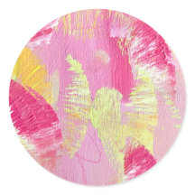 Pink and Yellow Abstract Art Sticker