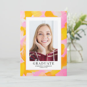 Pink and Yellow Acyrlic Background Graduation Announcement