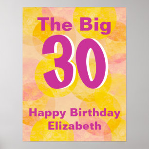 Pink and Yellow Birthday Poster