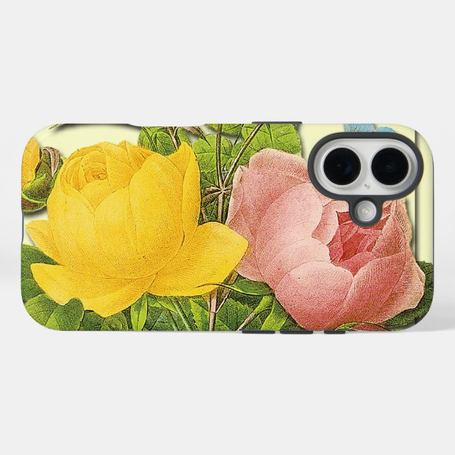 Pink and Yellow Botanical Rose Bouquet Case-Mate iPhone Case (Back (Horizontal))