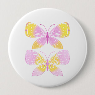 Pink and Yellow Butterflies 10 Cm Round Badge