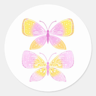 Pink and Yellow Butterflies Classic Round Sticker