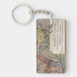 Pink and Yellow Butterflies Ephemera Keychain