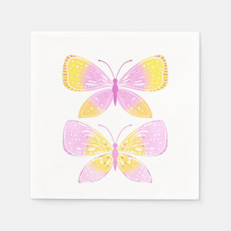 Pink and Yellow Butterflies Napkin