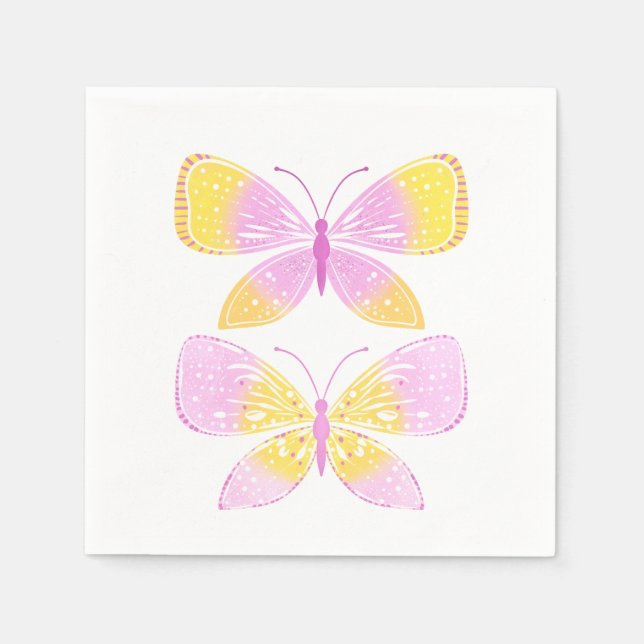 Pink and Yellow Butterflies Napkin (Front)