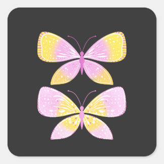 Pink and Yellow Butterflies Square Sticker