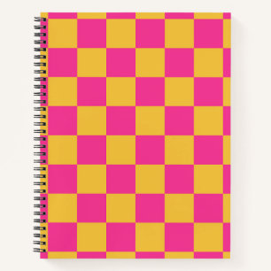 Pink and Yellow Checkerboard Notebook