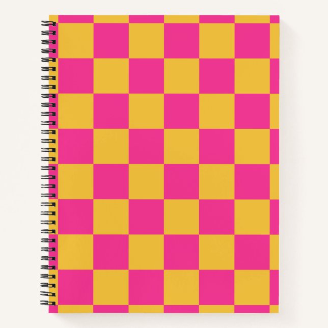Pink and Yellow Chequerboard Notebook (Front)