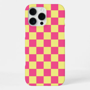 Pink and Yellow Chequered Print iPhone 16 Pro Max Case