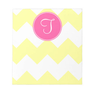 Pink and Yellow Chevron Monogram Notepad