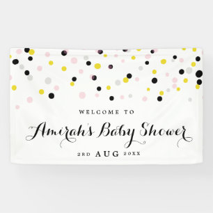 Pink and Yellow Confetti Polka Dots Baby Shower Banner