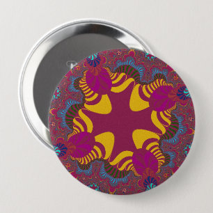 Pink and Yellow Cross 10 Cm Round Badge