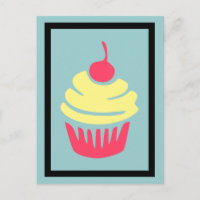 Pink and Yellow Cupcake with Cherry On Top