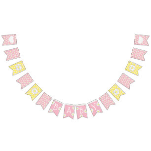 Pink and Yellow Daisies Themed Baby Shower Flags