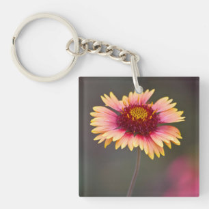 Pink and Yellow Desert Daisy Key Ring