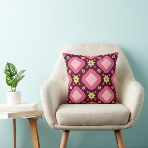 Pink and Yellow Diamonds Cushion