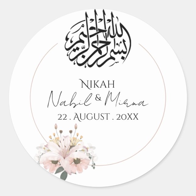 pink and yellow Elegant bouquet Floral wedding  Classic Round Sticker (Front)