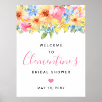 Pink and Yellow Floral Bridal Shower Welcome
