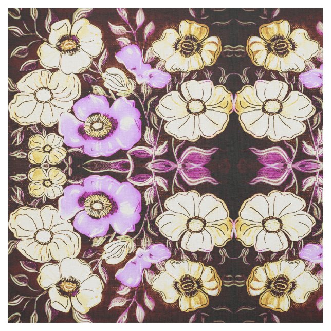Pink and Yellow Floral Fabric (Swatch)