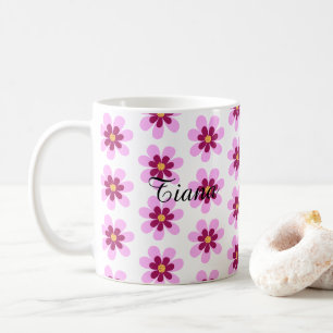 Pink And Yellow Floral Flowers Coffee Mug