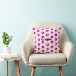 Pink And Yellow Floral Flowers Cushion