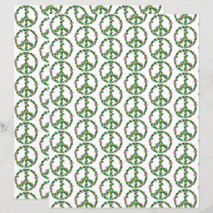 Pink and Yellow Floral Flowers Peace Signs Paper