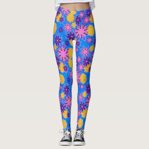 Pink and Yellow Floral Leggings