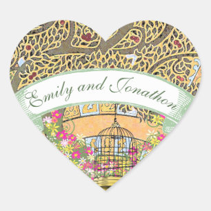 Pink and Yellow Floral Oak Tree Wedding Seal