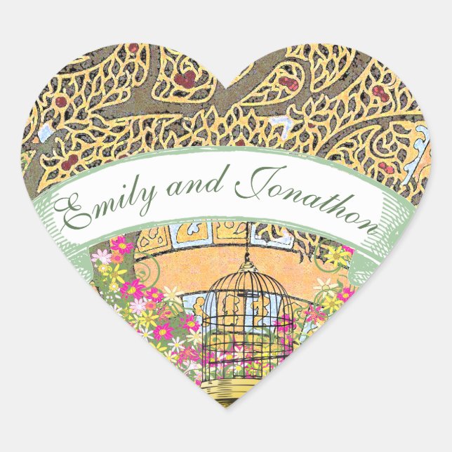 Pink and Yellow Floral Oak Tree Wedding Seal (Front)