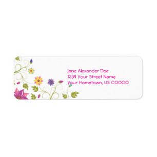 Pink and Yellow Floral Return Address Label