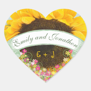 Pink and Yellow Floral Sunflower Wedding Seal